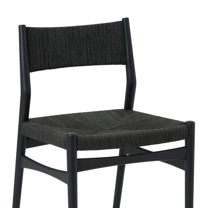 Erie Black Woven Paper Cord and Wood Dining Chairs - Set of 2
