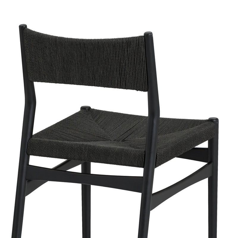Erie Black Woven Paper Cord and Wood Dining Chairs - Set of 2 - Furniture City (CA)l
