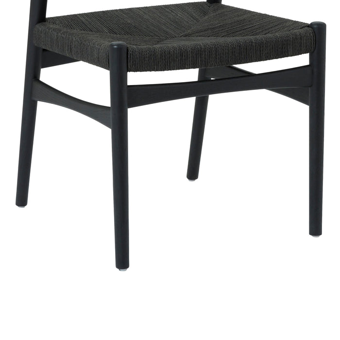 Erie Black Woven Paper Cord and Wood Dining Chairs - Set of 2