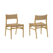 Erie Woven Paper Cord and Oak Wood Dining Chairs - Set of 2 - Furniture City (CA)l