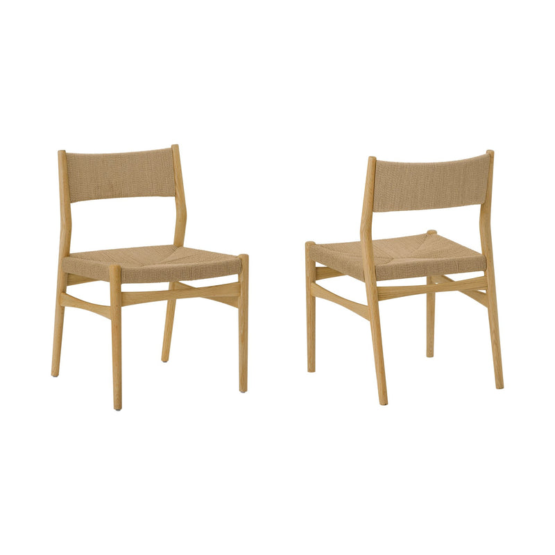 Erie Woven Paper Cord and Oak Wood Dining Chairs - Set of 2 - Furniture City (CA)l