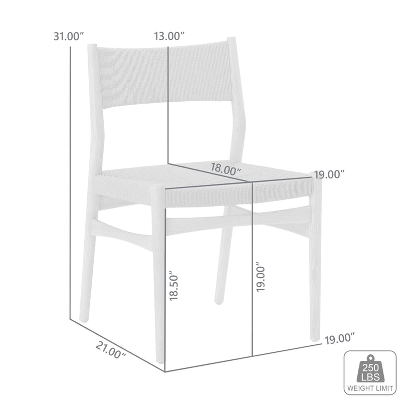 Erie Woven Paper Cord and Oak Wood Dining Chairs - Set of 2 - Furniture City (CA)l