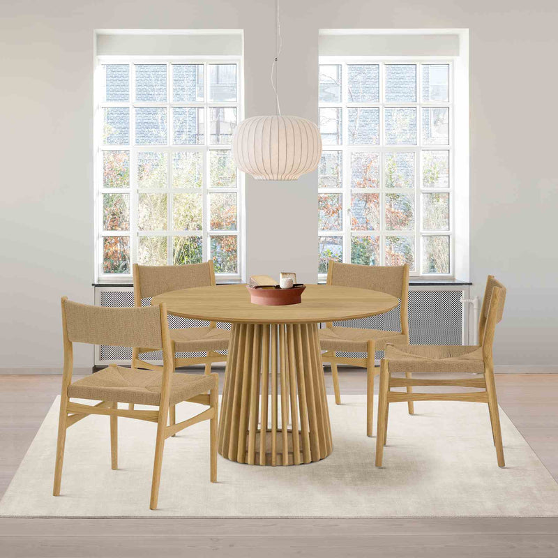 Erie Woven Paper Cord and Oak Wood Dining Chairs - Set of 2 - Furniture City (CA)l