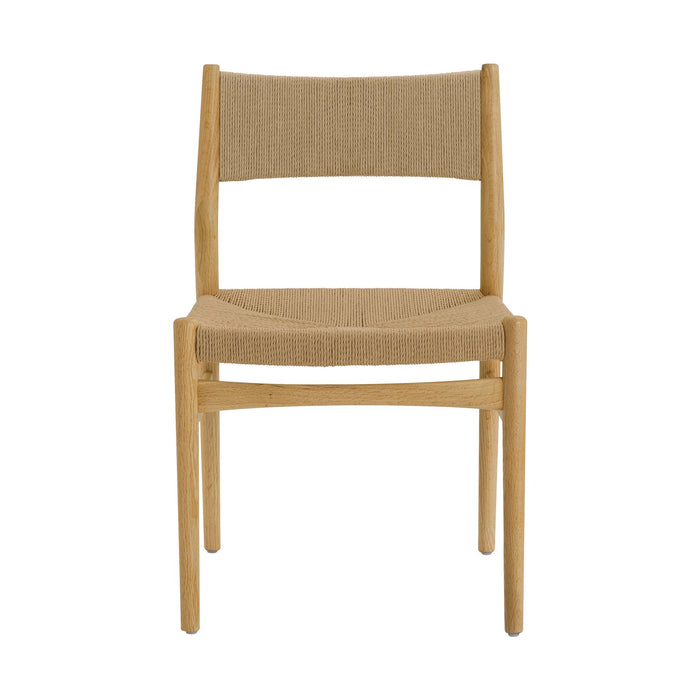Erie Woven Paper Cord and Oak Wood Dining Chairs - Set of 2
