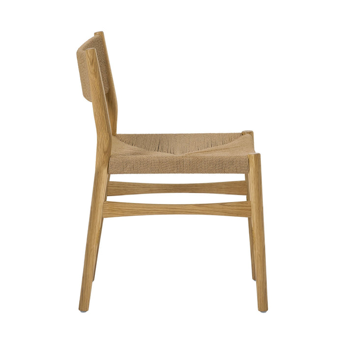 Erie Woven Paper Cord and Oak Wood Dining Chairs - Set of 2