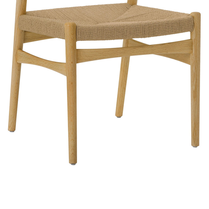 Erie Woven Paper Cord and Oak Wood Dining Chairs - Set of 2