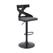 Etienne Adjustable Swivel Gray Faux Leather and Black Metal Bar Stool - Furniture City (CA)l