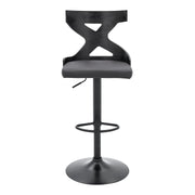 Etienne Adjustable Swivel Gray Faux Leather and Black Metal Bar Stool - Furniture City (CA)l