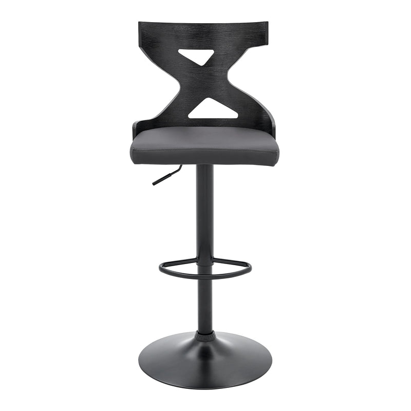 Etienne Adjustable Swivel Gray Faux Leather and Black Metal Bar Stool - Furniture City (CA)l