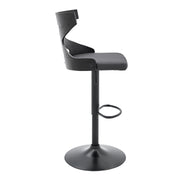 Etienne Adjustable Swivel Gray Faux Leather and Black Metal Bar Stool - Furniture City (CA)l