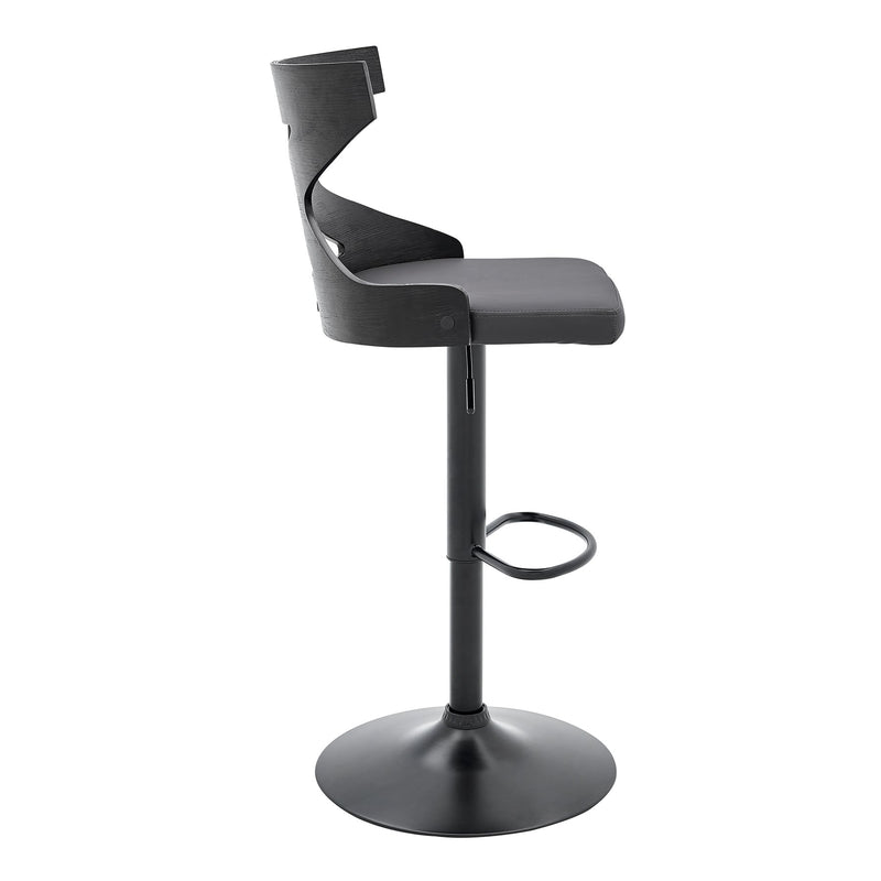 Etienne Adjustable Swivel Gray Faux Leather and Black Metal Bar Stool - Furniture City (CA)l