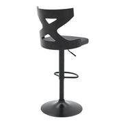 Etienne Adjustable Swivel Gray Faux Leather and Black Metal Bar Stool - Furniture City (CA)l
