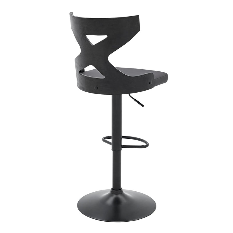 Etienne Adjustable Swivel Gray Faux Leather and Black Metal Bar Stool - Furniture City (CA)l