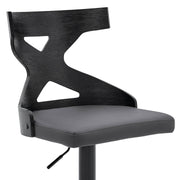 Etienne Adjustable Swivel Gray Faux Leather and Black Metal Bar Stool - Furniture City (CA)l