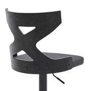 Etienne Adjustable Swivel Gray Faux Leather and Black Metal Bar Stool - Furniture City (CA)l