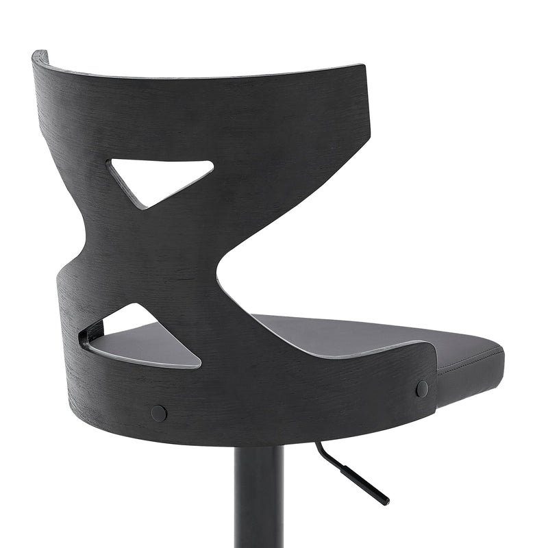 Etienne Adjustable Swivel Gray Faux Leather and Black Metal Bar Stool - Furniture City (CA)l