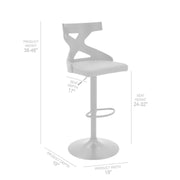 Etienne Adjustable Swivel Gray Faux Leather and Black Metal Bar Stool - Furniture City (CA)l