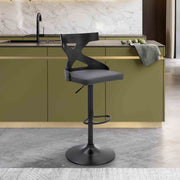 Etienne Adjustable Swivel Gray Faux Leather and Black Metal Bar Stool - Furniture City (CA)l
