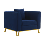 Everest Blue Fabric Upholstered Sofa Accent Chair with Brushed Gold Legs - Furniture City (CA)l