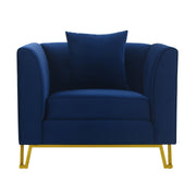 Everest Blue Fabric Upholstered Sofa Accent Chair with Brushed Gold Legs - Furniture City (CA)l