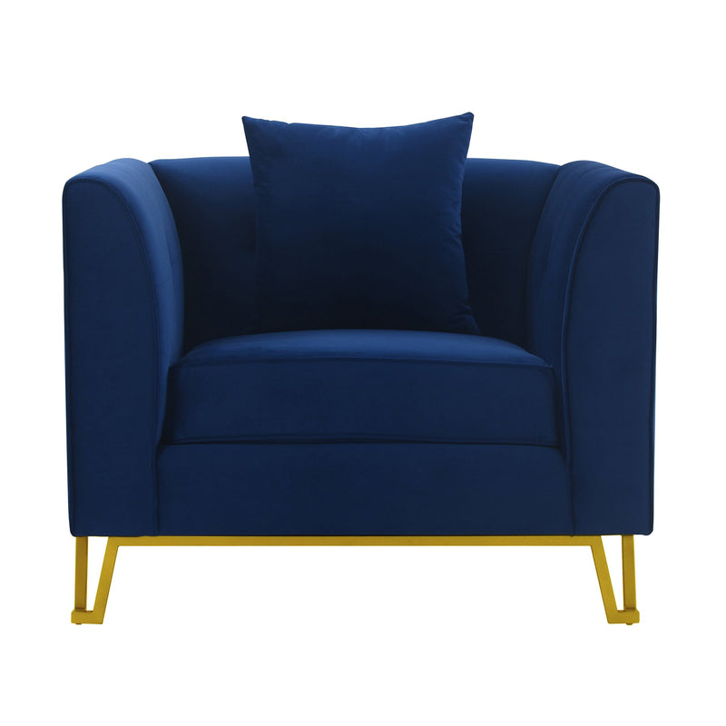 Everest Blue Fabric Upholstered Sofa Accent Chair with Brushed Gold Legs - Furniture City (CA)l