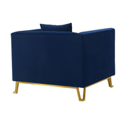Everest Blue Fabric Upholstered Sofa Accent Chair with Brushed Gold Legs - Furniture City (CA)l