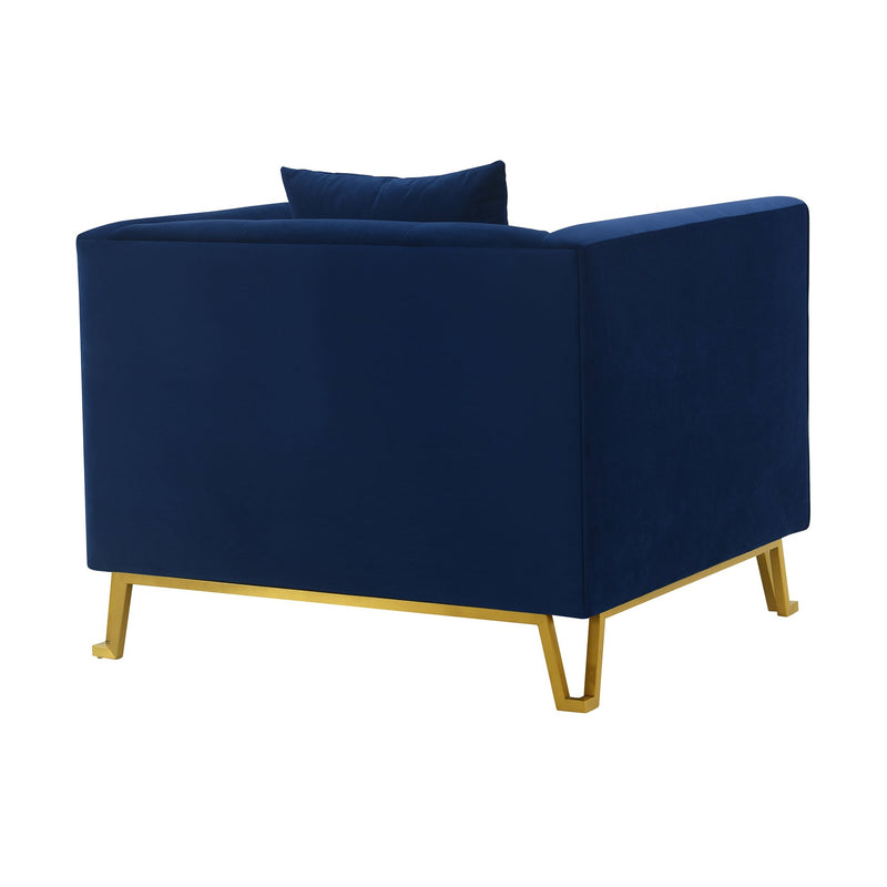 Everest Blue Fabric Upholstered Sofa Accent Chair with Brushed Gold Legs - Furniture City (CA)l