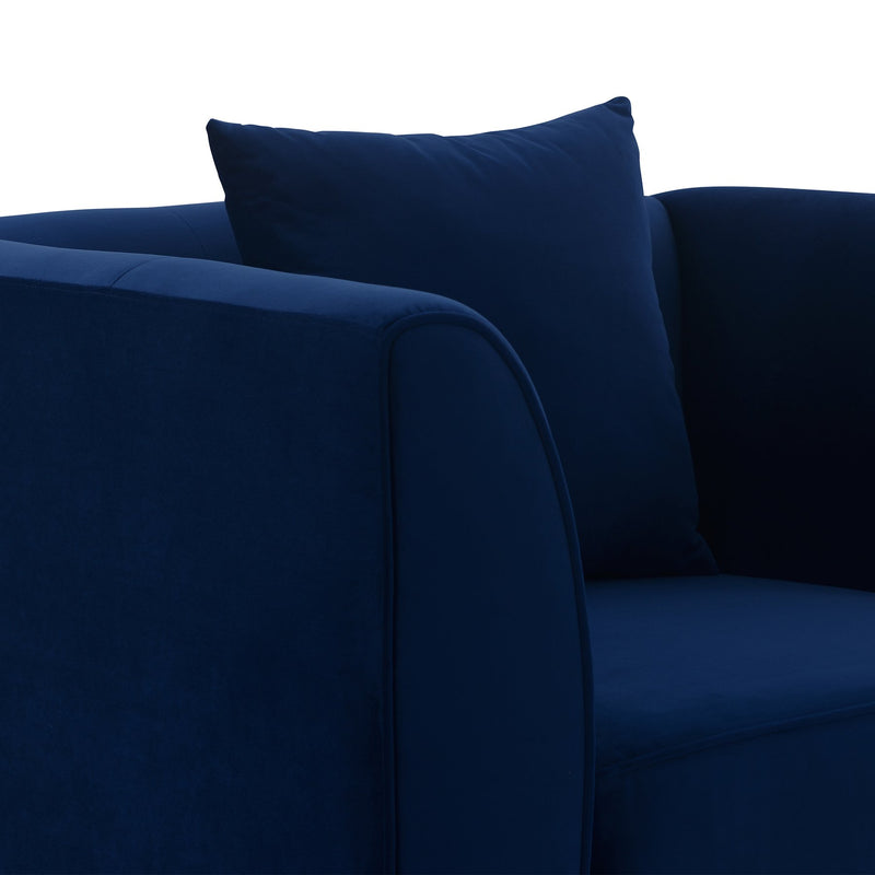 Everest Blue Fabric Upholstered Sofa Accent Chair with Brushed Gold Legs - Furniture City (CA)l