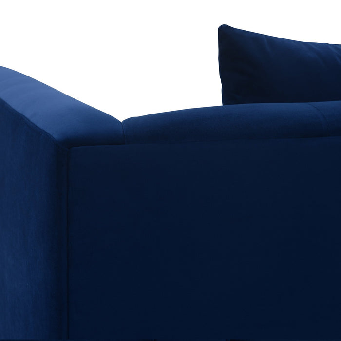 Everest Blue Fabric Upholstered Sofa Accent Chair with Brushed Gold Legs