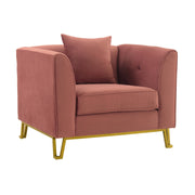 Everest Blush Fabric Upholstered Sofa Accent Chair with Brushed Gold Legs - Furniture City (CA)l