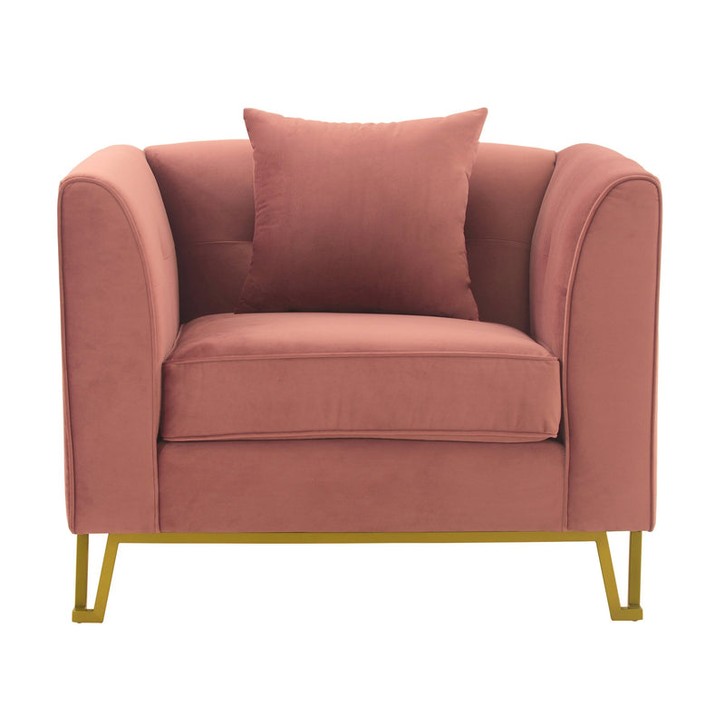 Everest Blush Fabric Upholstered Sofa Accent Chair with Brushed Gold Legs - Furniture City (CA)l