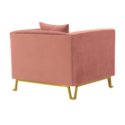 Everest Blush Fabric Upholstered Sofa Accent Chair with Brushed Gold Legs - Furniture City (CA)l