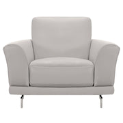 Everly Contemporary Chair in Genuine Dove Gray Leather with Brushed Stainless Steel Legs - Furniture City (CA)l