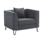 Everest Gray Fabric Upholstered Sofa Accent Chair with Brushed Stainless Steel Legs - Furniture City (CA)l