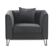 Everest Gray Fabric Upholstered Sofa Accent Chair with Brushed Stainless Steel Legs - Furniture City (CA)l