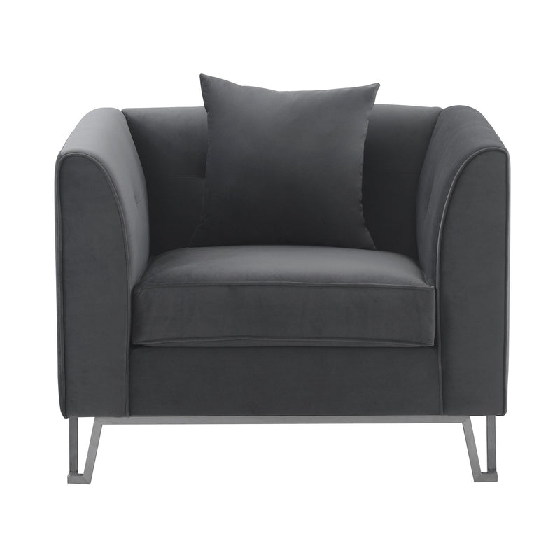 Everest Gray Fabric Upholstered Sofa Accent Chair with Brushed Stainless Steel Legs - Furniture City (CA)l