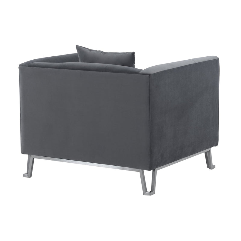 Everest Gray Fabric Upholstered Sofa Accent Chair with Brushed Stainless Steel Legs - Furniture City (CA)l