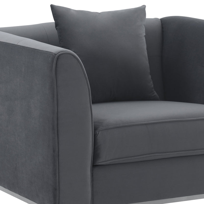 Everest Gray Fabric Upholstered Sofa Accent Chair with Brushed Stainless Steel Legs - Furniture City (CA)l