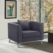 Everest Gray Fabric Upholstered Sofa Accent Chair with Brushed Stainless Steel Legs - Furniture City (CA)l