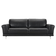 Everly Contemporary Sofa in Genuine Black Leather with Brushed Stainless Steel Legs - Furniture City (CA)l
