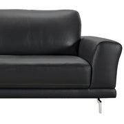 Everly Contemporary Sofa in Genuine Black Leather with Brushed Stainless Steel Legs - Furniture City (CA)l