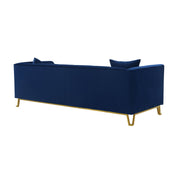 Everest 90" Blue Fabric Upholstered Sofa with Brushed Gold Legs - Furniture City (CA)l