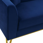 Everest 90" Blue Fabric Upholstered Sofa with Brushed Gold Legs - Furniture City (CA)l
