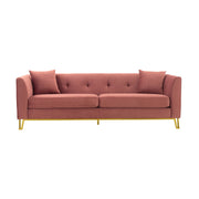 Everest 90" Blush Fabric Upholstered Sofa with Brushed Gold Legs - Furniture City (CA)l