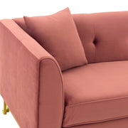 Everest 90" Blush Fabric Upholstered Sofa with Brushed Gold Legs - Furniture City (CA)l