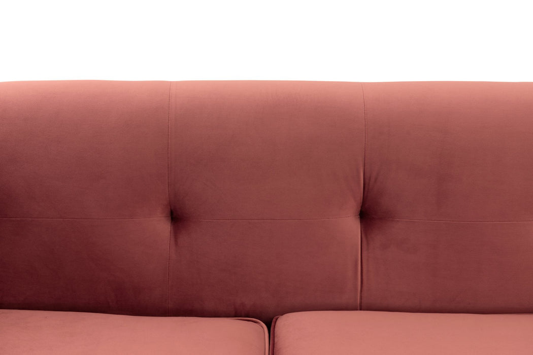 Everest 90" Blush Fabric Upholstered Sofa with Brushed Gold Legs