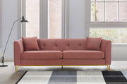 Everest 90" Blush Fabric Upholstered Sofa with Brushed Gold Legs - Furniture City (CA)l