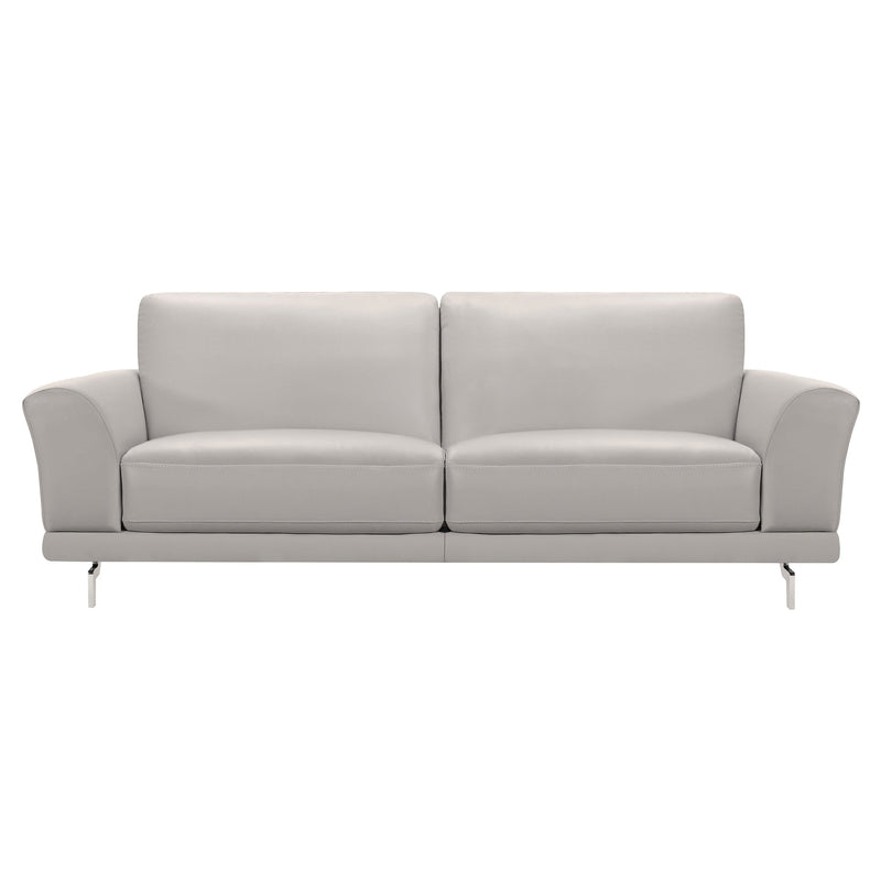Everly Contemporary Sofa in Genuine Dove Gray Leather with Brushed Stainless Steel Legs - Furniture City (CA)l