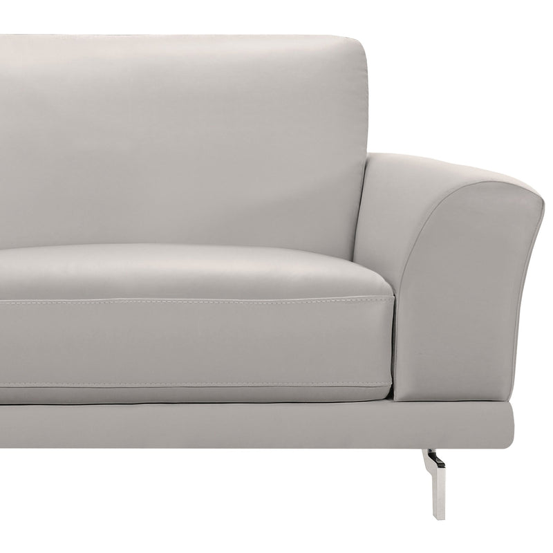 Everly Contemporary Sofa in Genuine Dove Gray Leather with Brushed Stainless Steel Legs - Furniture City (CA)l