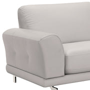 Everly Contemporary Sofa in Genuine Dove Gray Leather with Brushed Stainless Steel Legs - Furniture City (CA)l